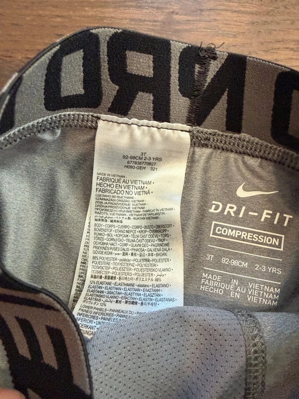Nike Dri-Fit Toddler Compression Pants Size 2-3 Gray - C39-070 - Picture 3 of 6